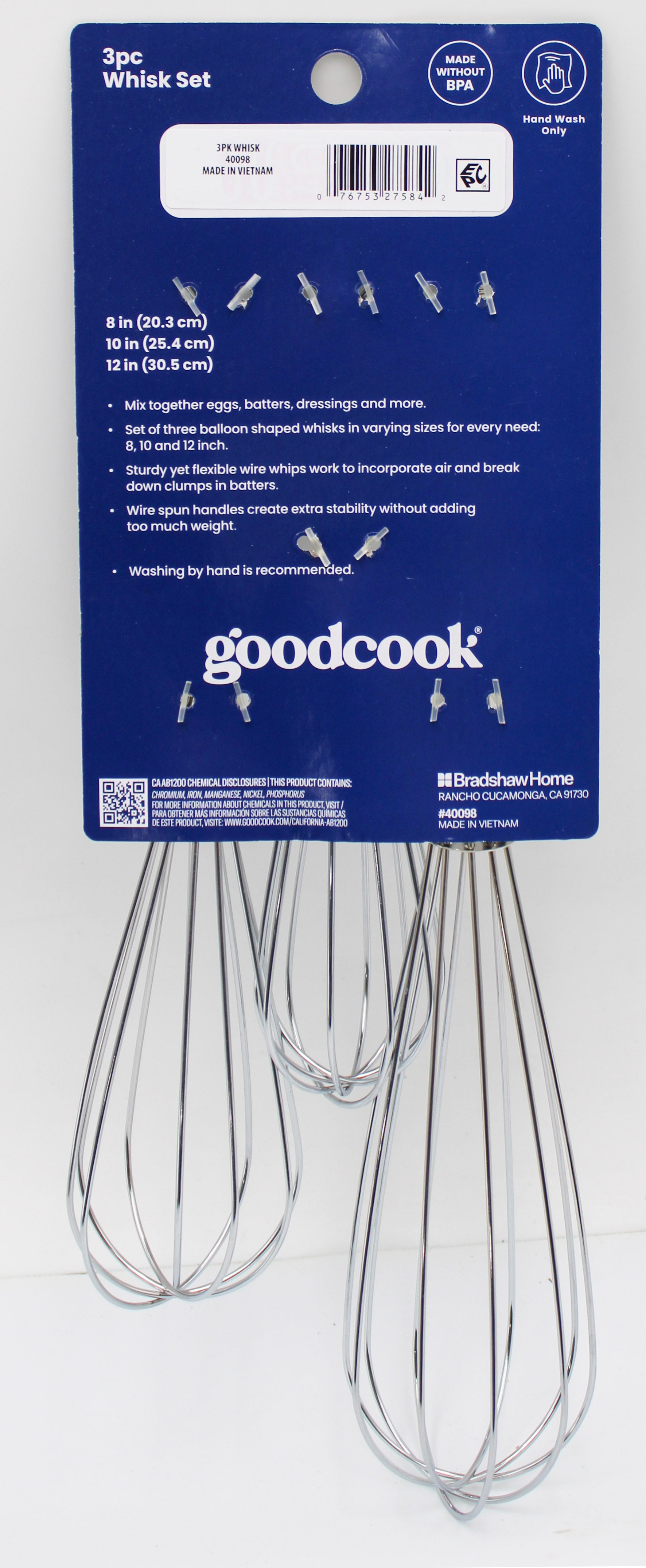 3PC WHISK SET - 8in, 10in, 12in