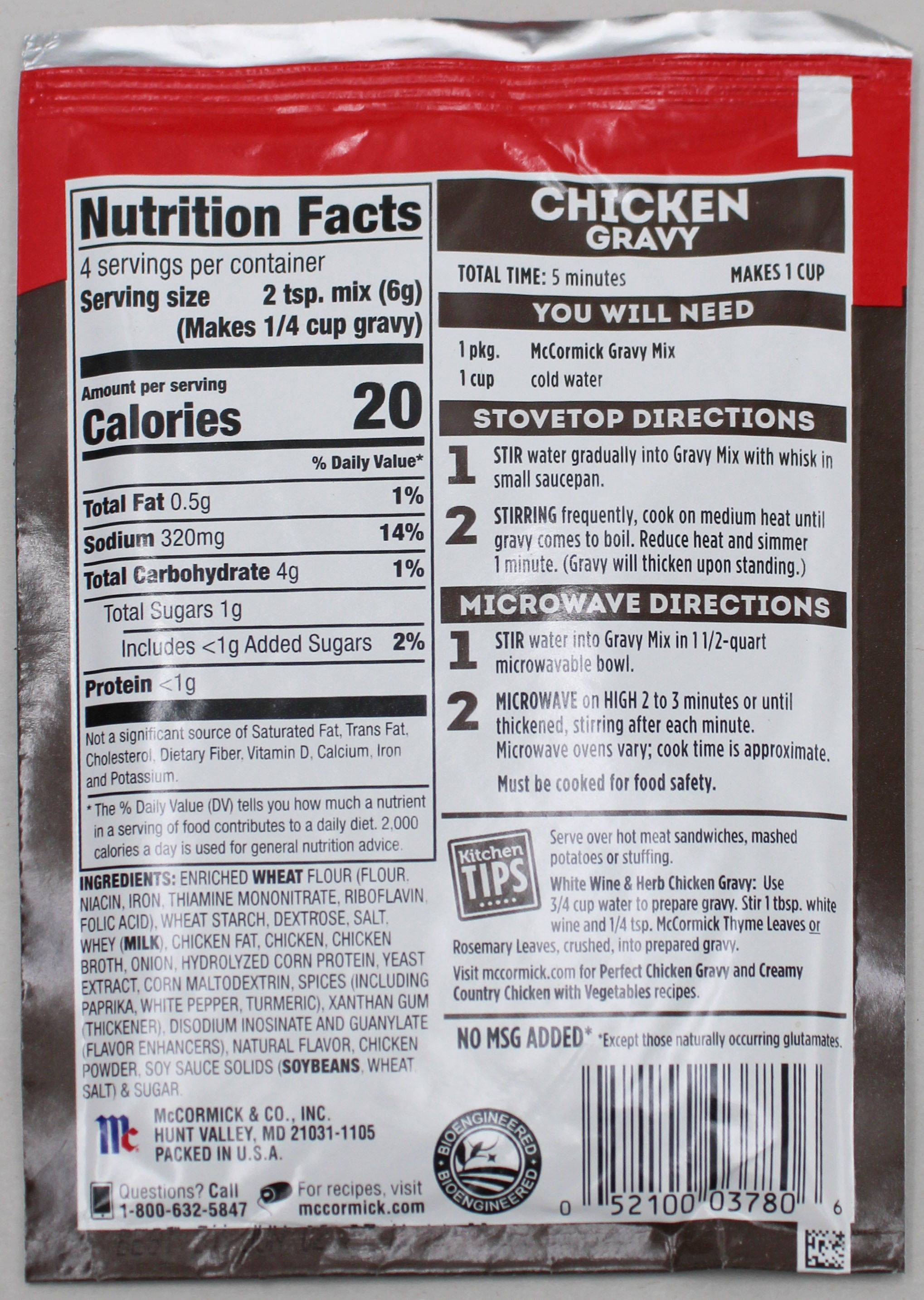 McCormick Chicken Gravy, Bulk Box, 6 x 27oz