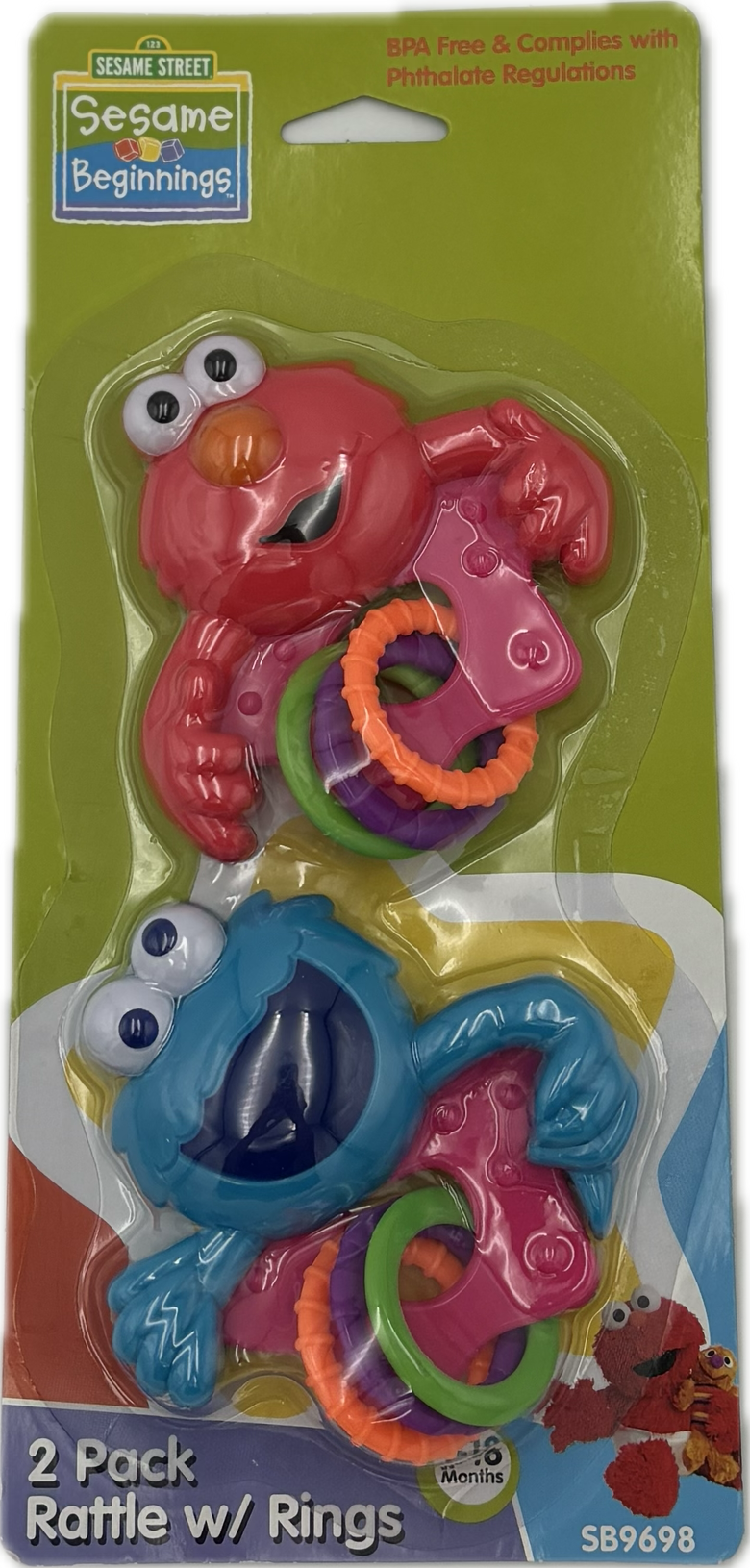 SESAME BEGINNINGS 3PK RATTLES W/ RINGS