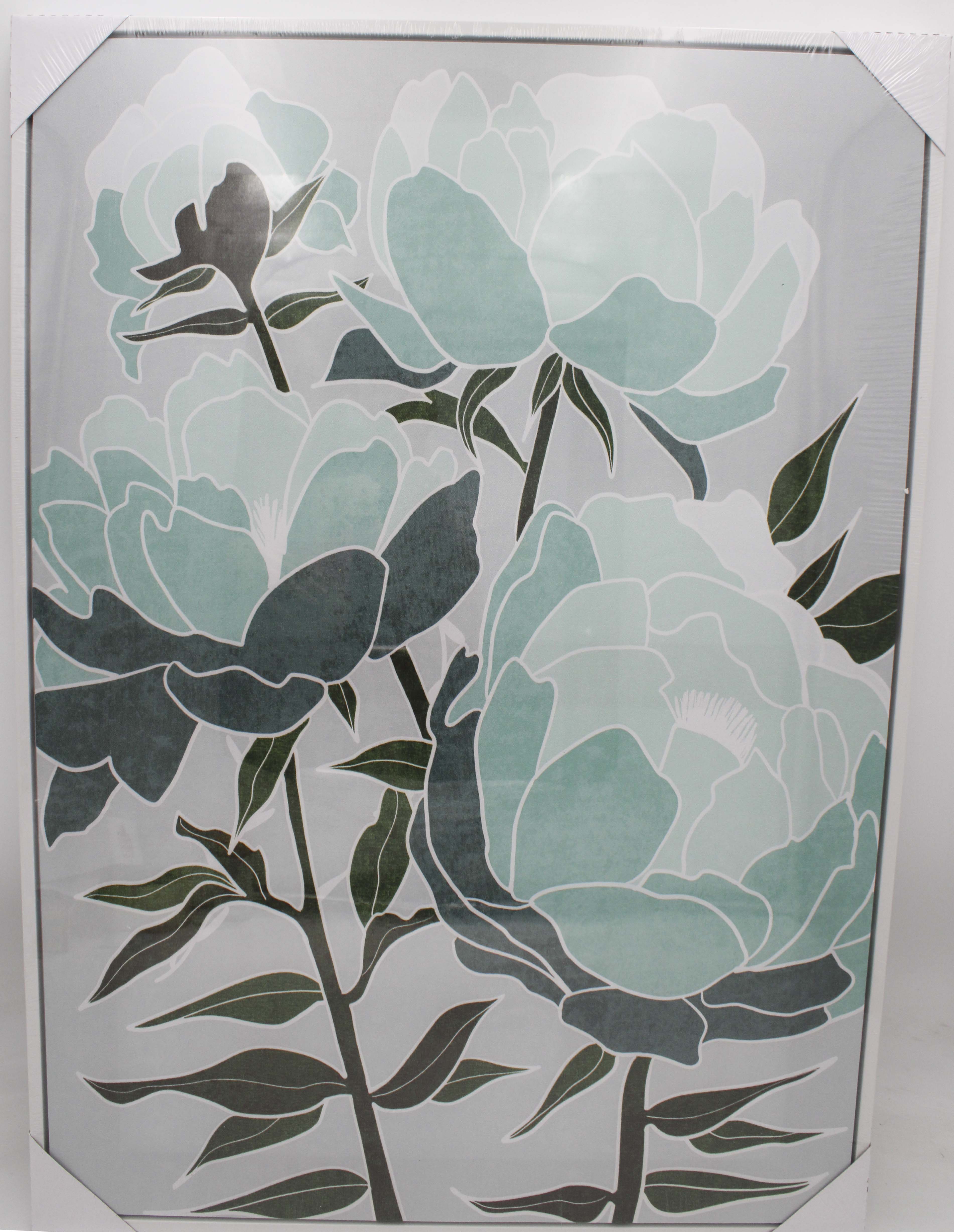 TEAL FLOWERS CANVAS PRINT 19.5"L x 27.5"H