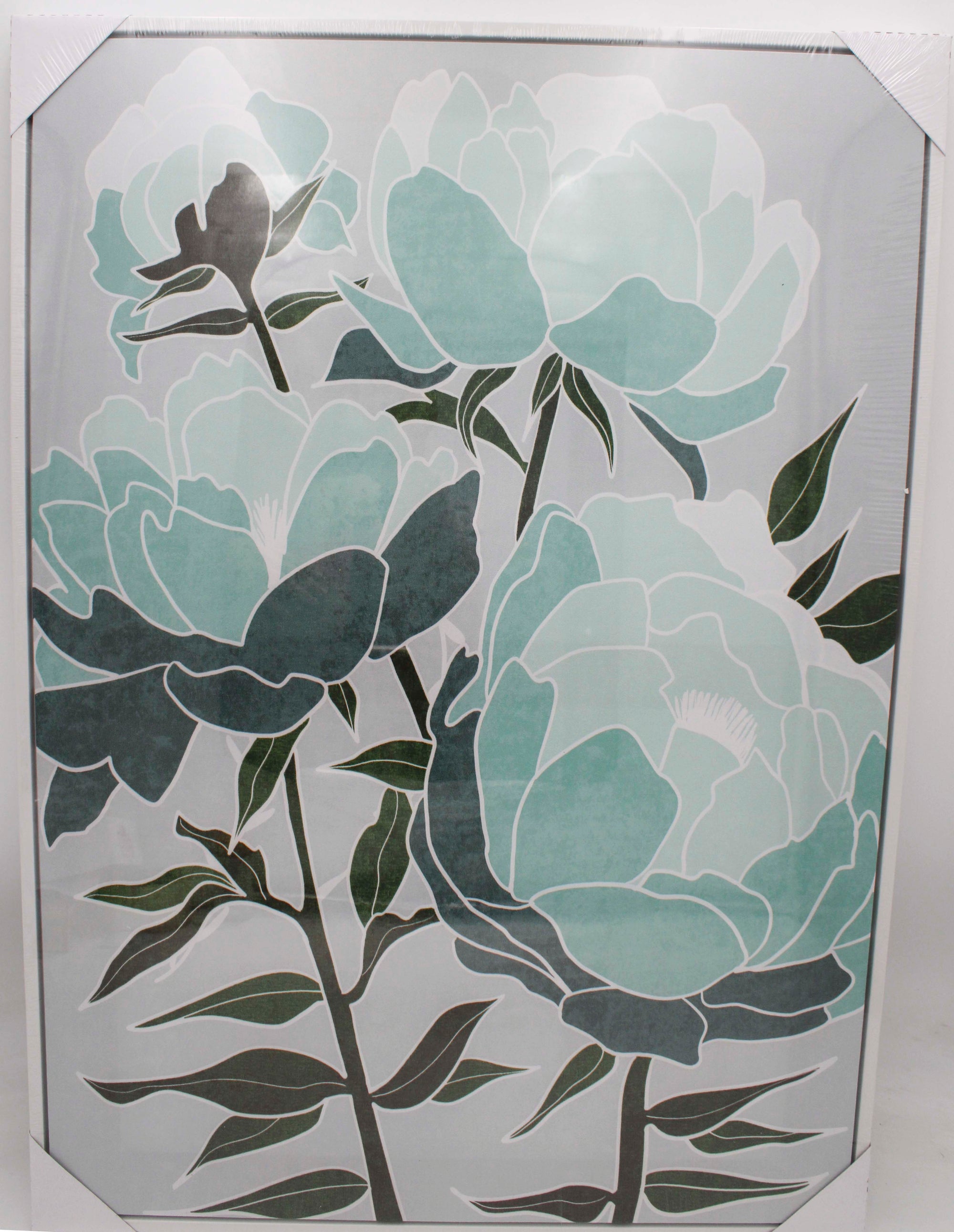 TEAL FLOWERS CANVAS PRINT 19.5"L x 27.5"H