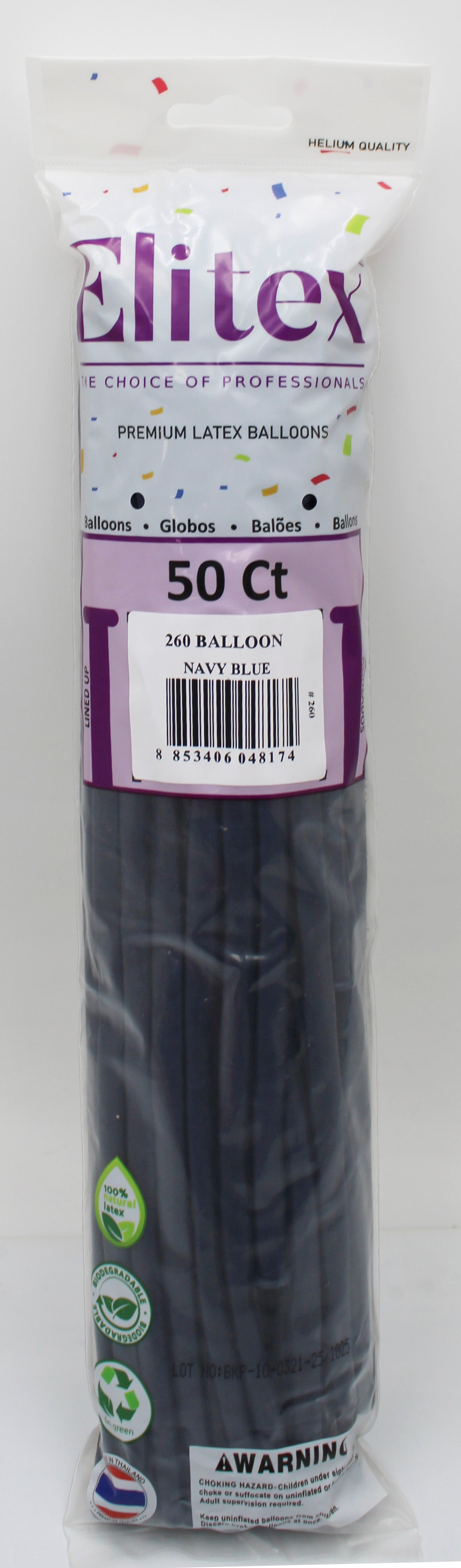 ELITEX 260" NAVY BLUE MODELLING BALLOON, 50 PACK