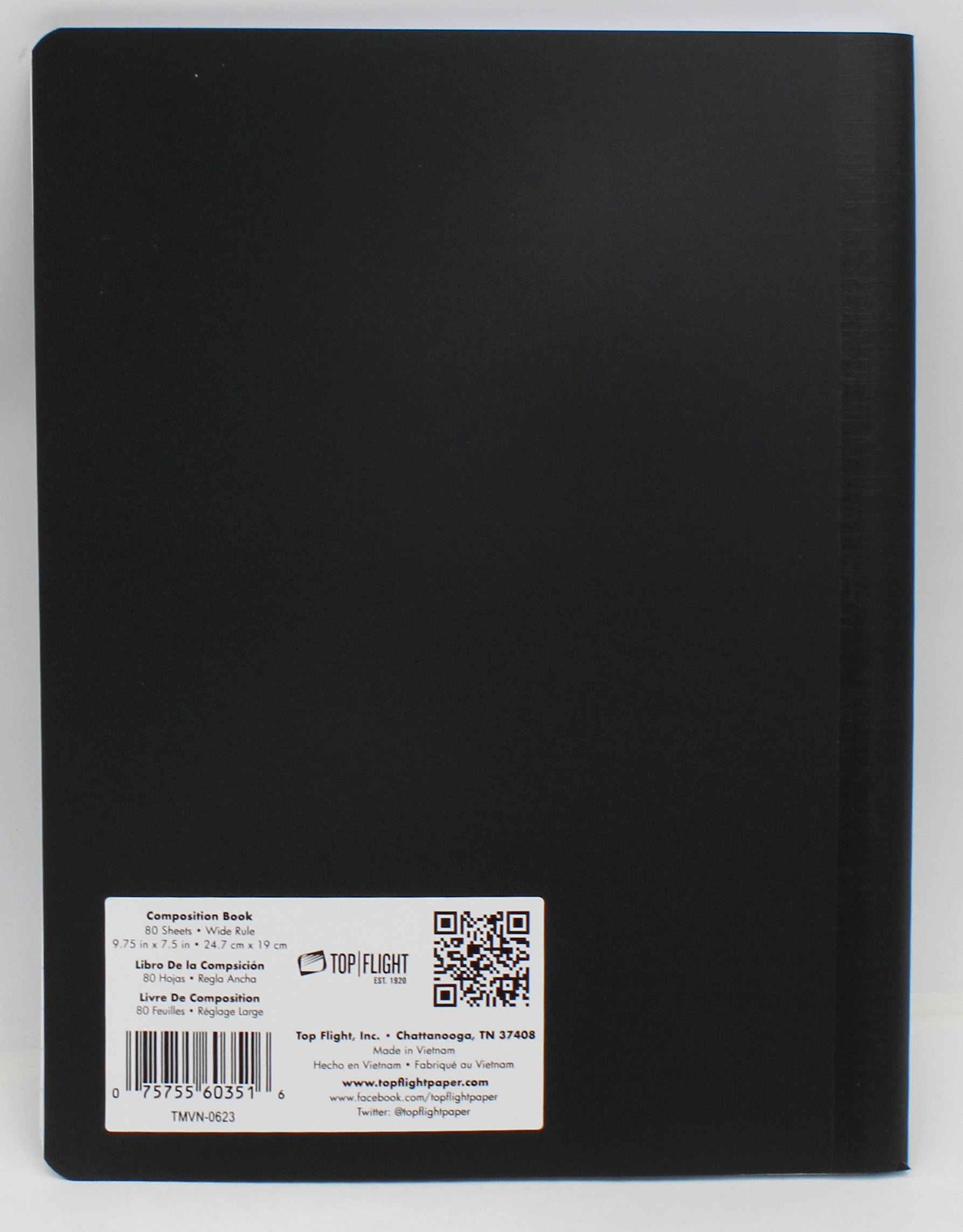 TOP FLIGHT 1 SUBJECT POLY COMPOSITION BOOK BLACK 7.5" X 9.75"