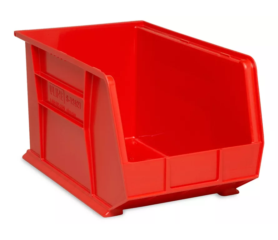 S-12421 HOPPER BIN 18x11x10 RED USED