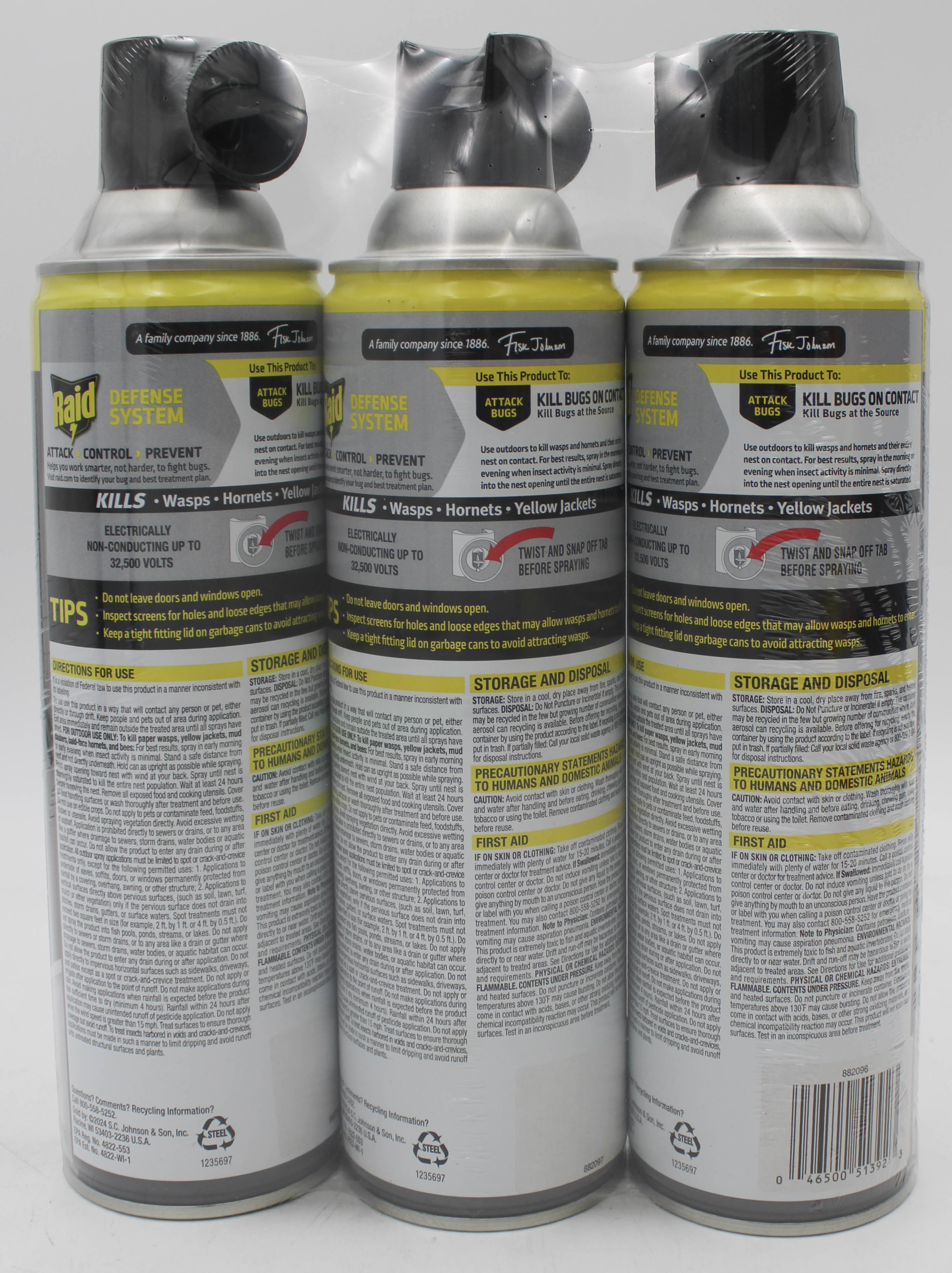 SP PEST2025 RAID WASP & HORNET KILLER  25% BONUS 3CT 17.5oz PRISTINE