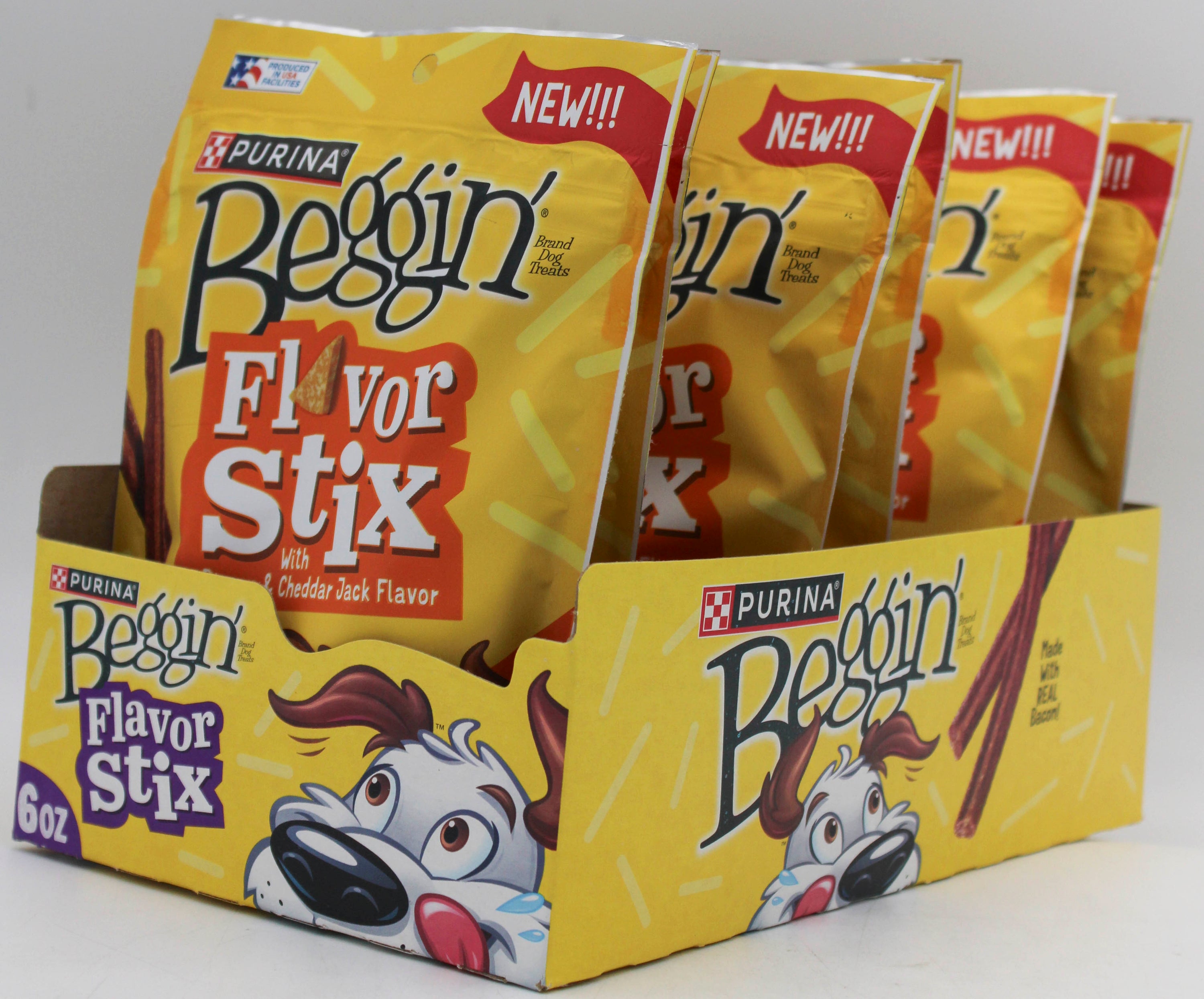 PURINA BEGGIN' FLAVORSTIX BACON CHEDDAR 6oz EXP 6.30.26 NI