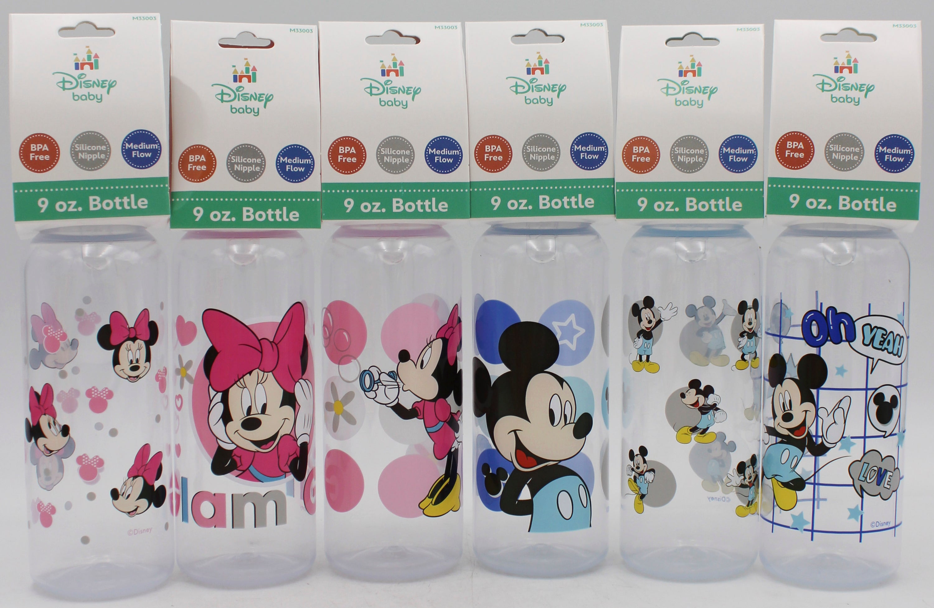 DISNEY BABY 9OZ ASST MINNIE/MICKEY BABY BOTTLE  -  CAN BE SOLD IN U.S.A NI