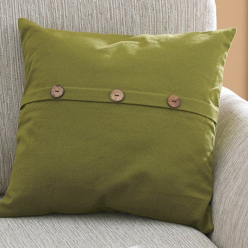 GREEN BUTTON 18" PILLOW COVER