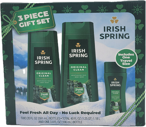 IRISH SPRING BODY WASH 3PC GIFTSET 2-20oz & 1-3.4oz ORIGINAL CLEAN NI