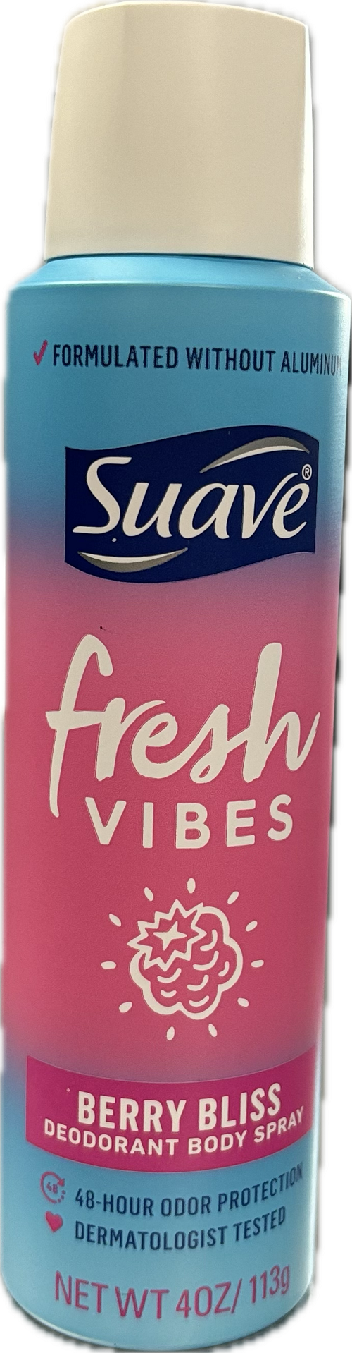 SUAVE FRESH VIBES DEODORANT BODY SPRAY 4oz BERRY BLISS