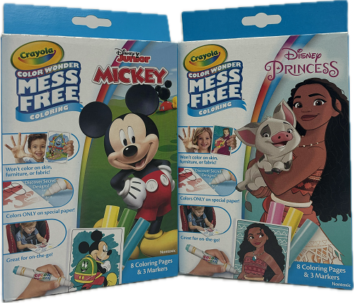 CRAYOLA WONDER MINI BOX SET MICKEY AND PRINCESS 18CT 8COLORING PGS 3MARKERS ASST COLOR NI