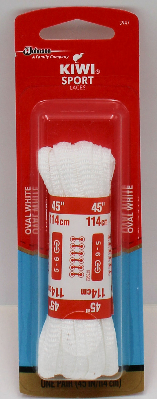 SP KIWI SELECT SPORT SHOE LACES 1 PAIR 45"OVAL WHITE