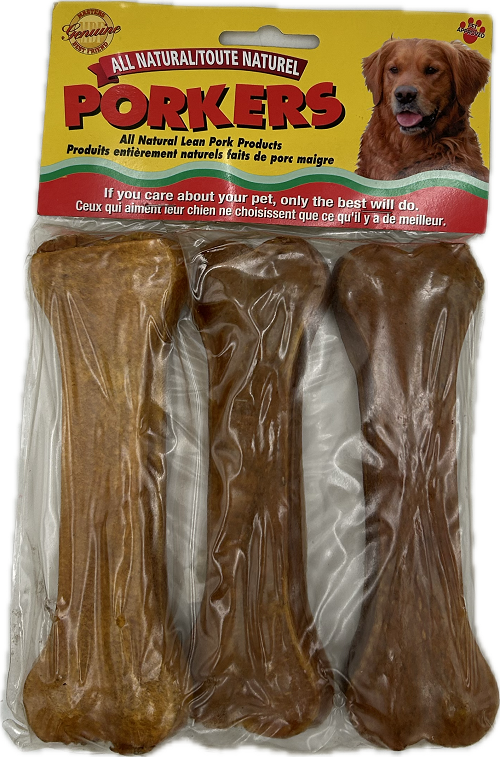 3PK 6" PRESSED PORK RAWHIDE BONES  EXPIRATION DATE: 12/25/25