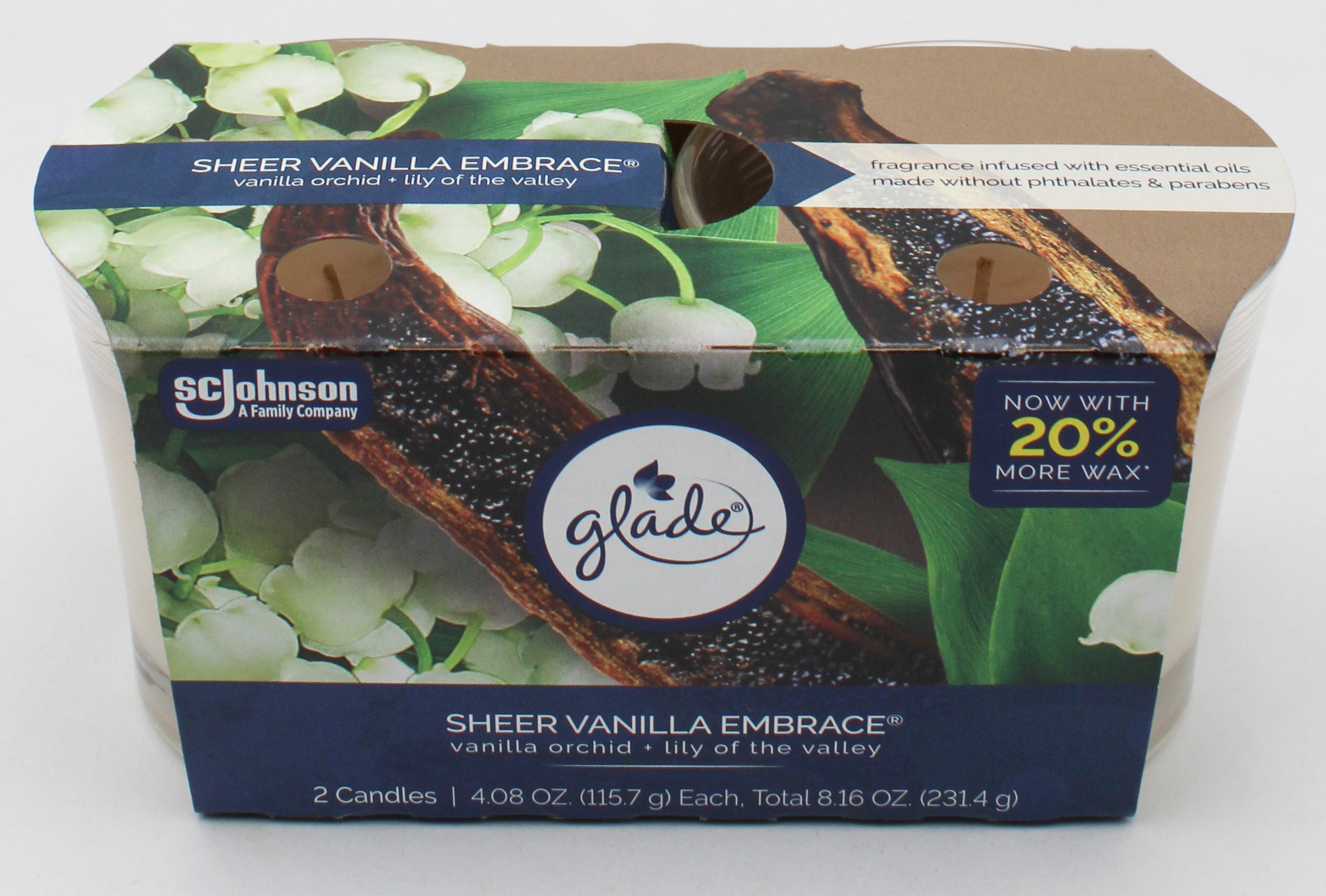 GLADE CANDLE SHEER VANILLA EMBRACE 2ct 4.08oz US