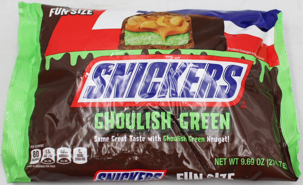 SNICKERS GHOUL GREEN HALLOWEEN FUN SIZE CANDY 9.69oz BB 5/31/2027