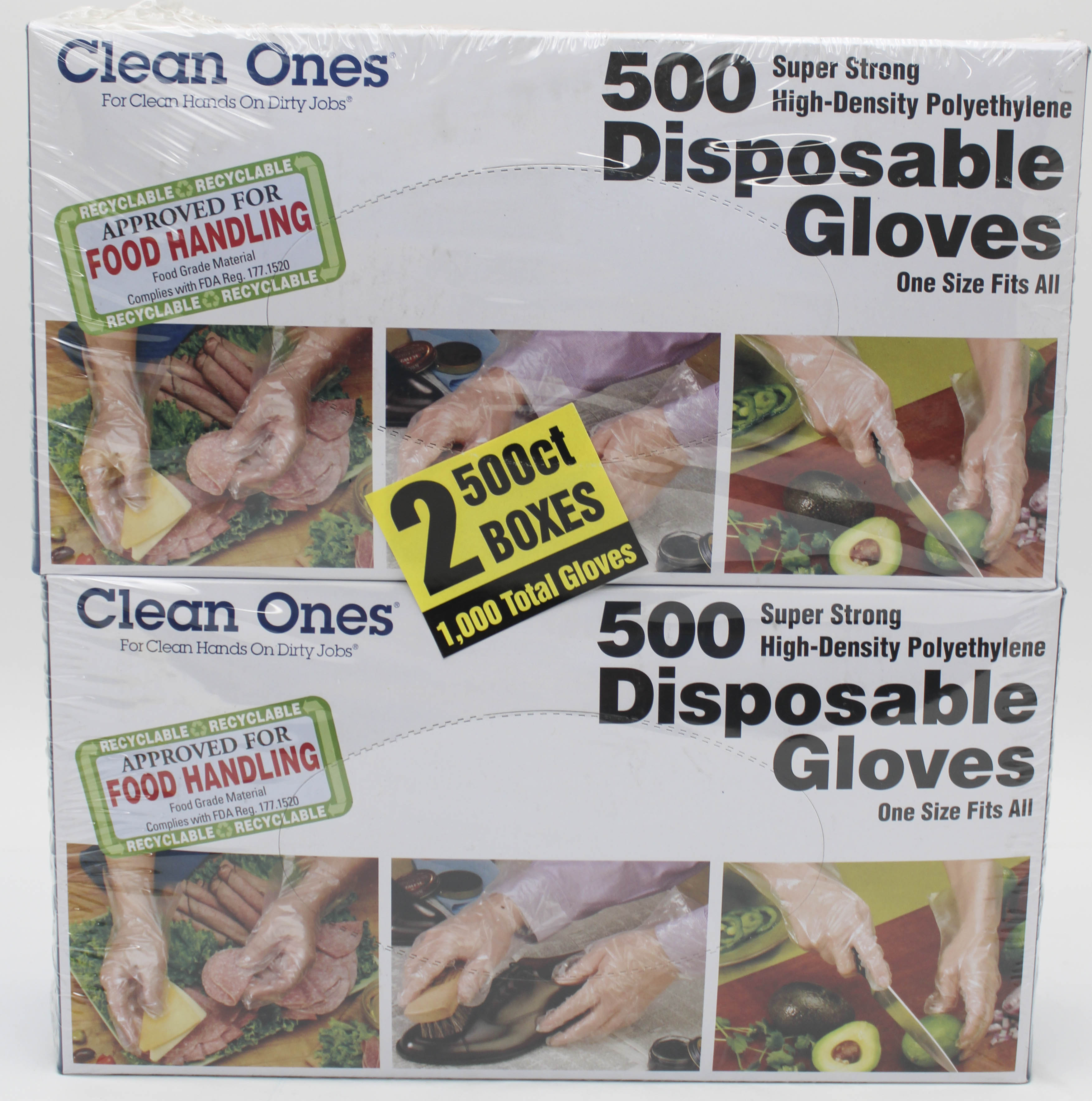 2PK 500CT POLY GLOVES (1000 TOTAL)