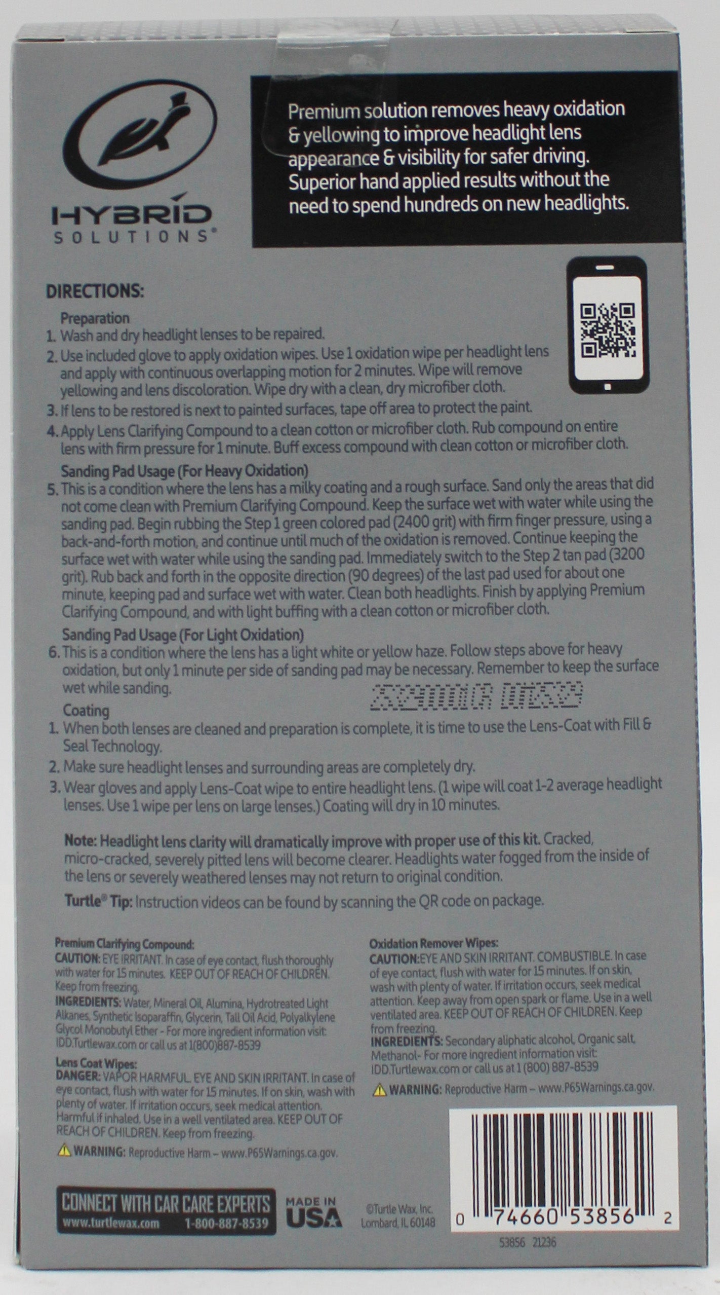SP TURTLE WAX HYBRID SOLUTIONS HEADLIGHT RESTORATION KIT