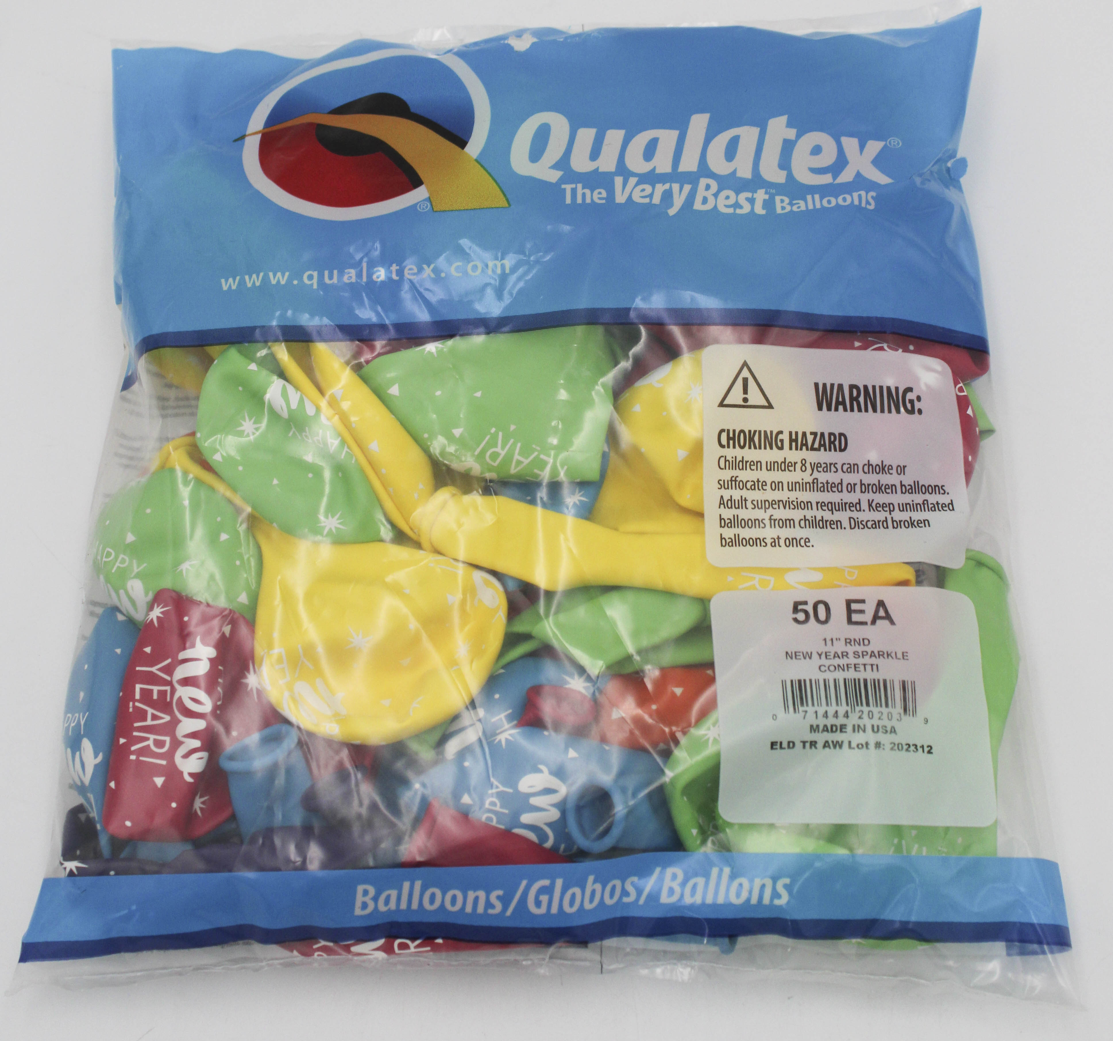 11" ROUND QX LATEX BALLOON TROPCAL 50CT NEW YEAR SPARKLE CONFETTI