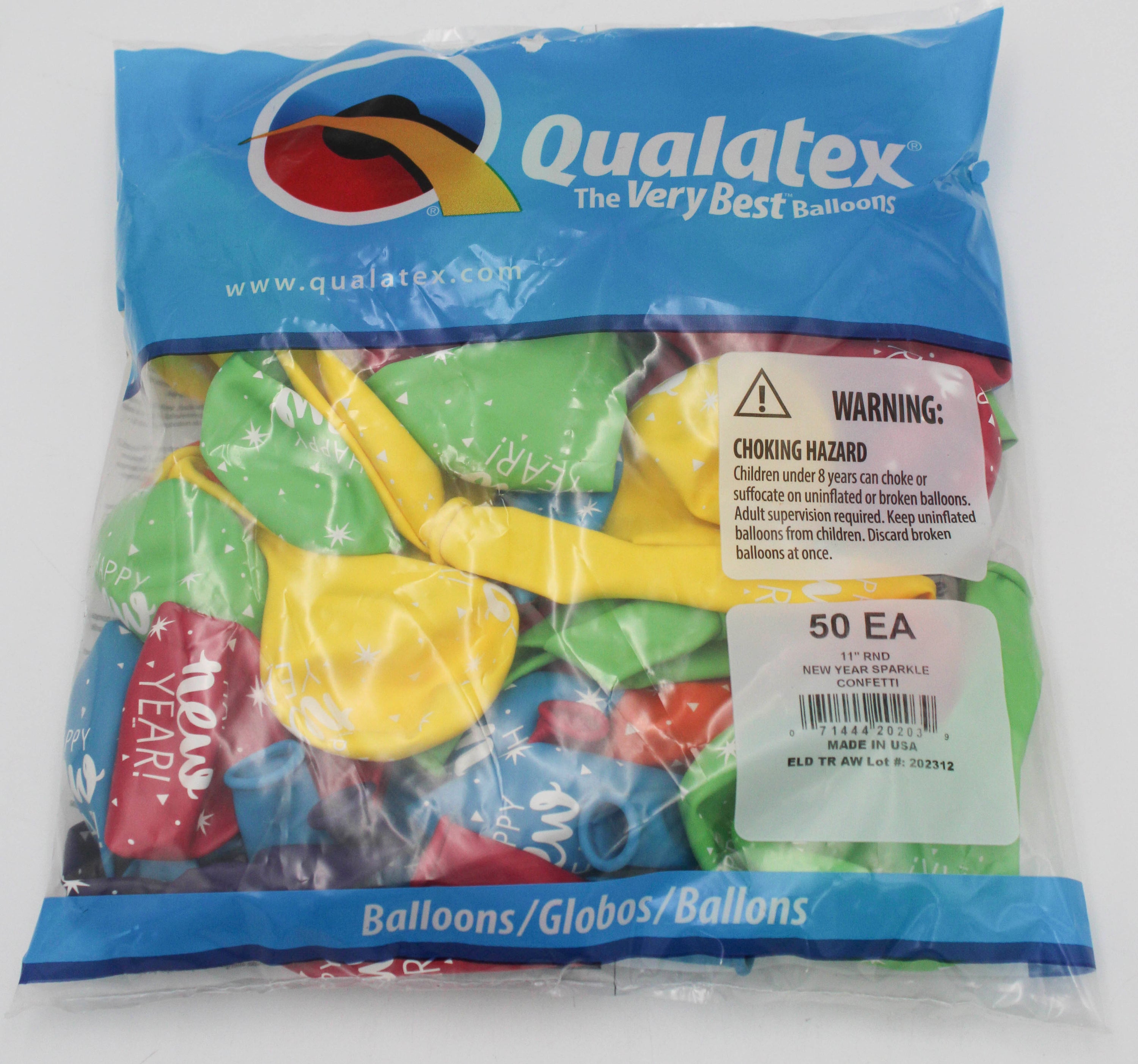 11" ROUND QX LATEX BALLOON TROPCAL 50CT NEW YEAR SPARKLE CONFETTI