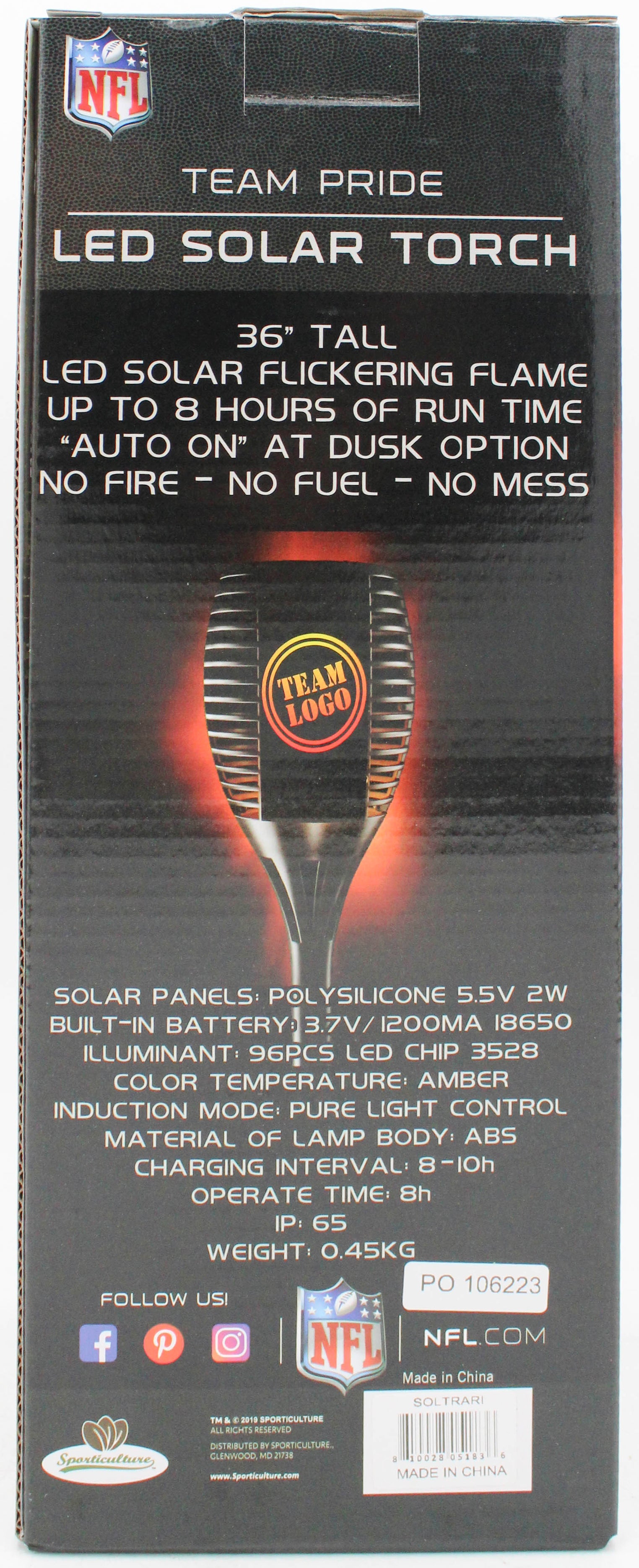 ARIZONA CARDINALS LED SOLAR TORCH 36"