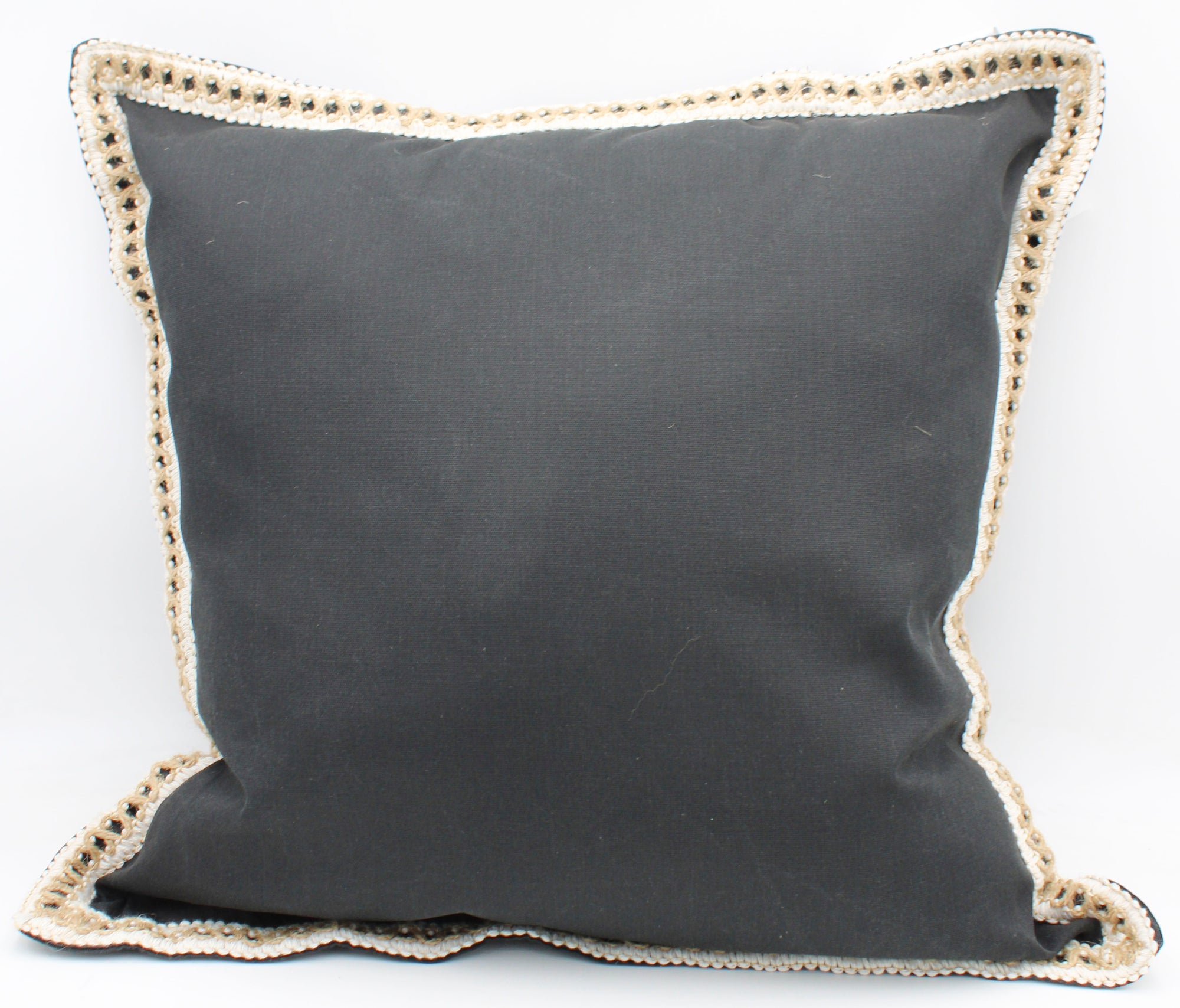 ALLEN & ROTH BLACK WITH JUTE TRIM OUTDOOR PILLOW 20X20 - MOONLESS NIGHT NO AMAZON