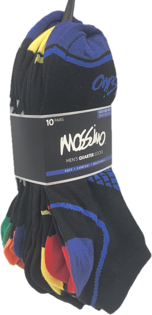 MOSSIMO 10 PAIRS MENS QUARTER SOCKS SIZE10-13 ASSORTED PP$26.