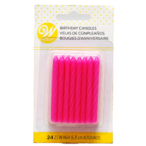 WILTON B'DAY CANDLE 2.5"/24CT-PINK.
