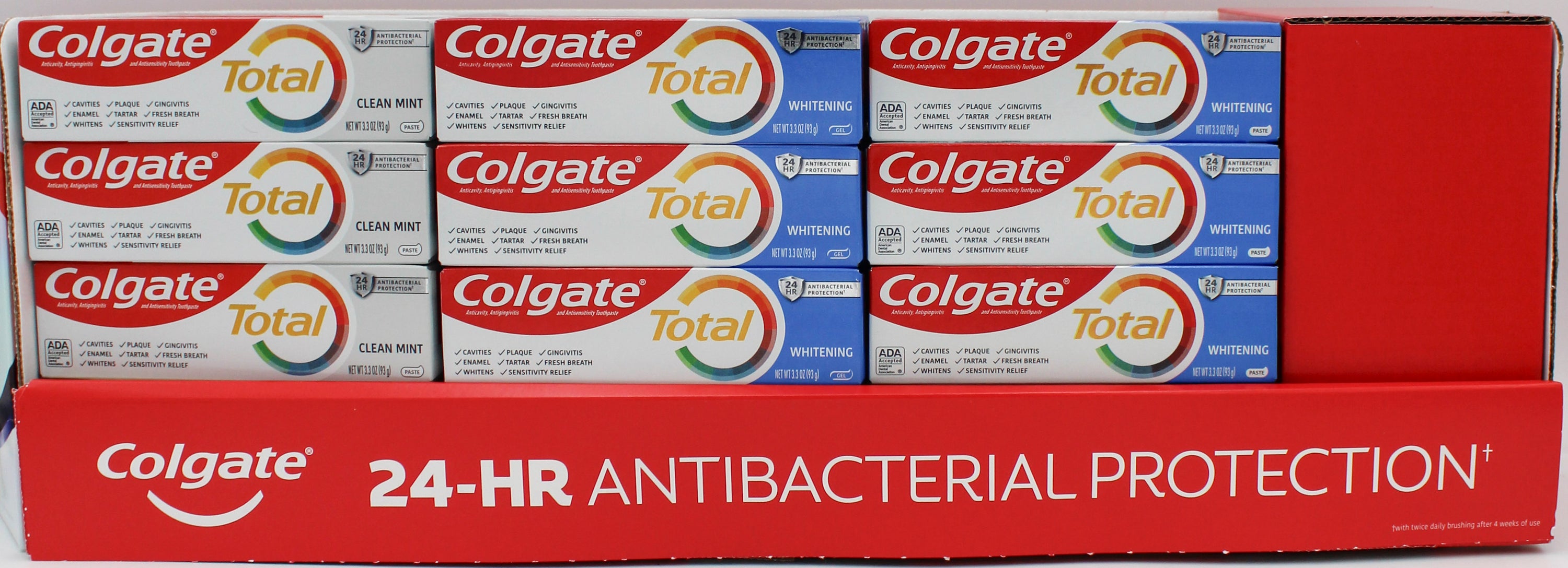COLGATE TOTAL TOOTHPASTE MIXED DISPLAY 3.3oz EXP 8/31/26 NI