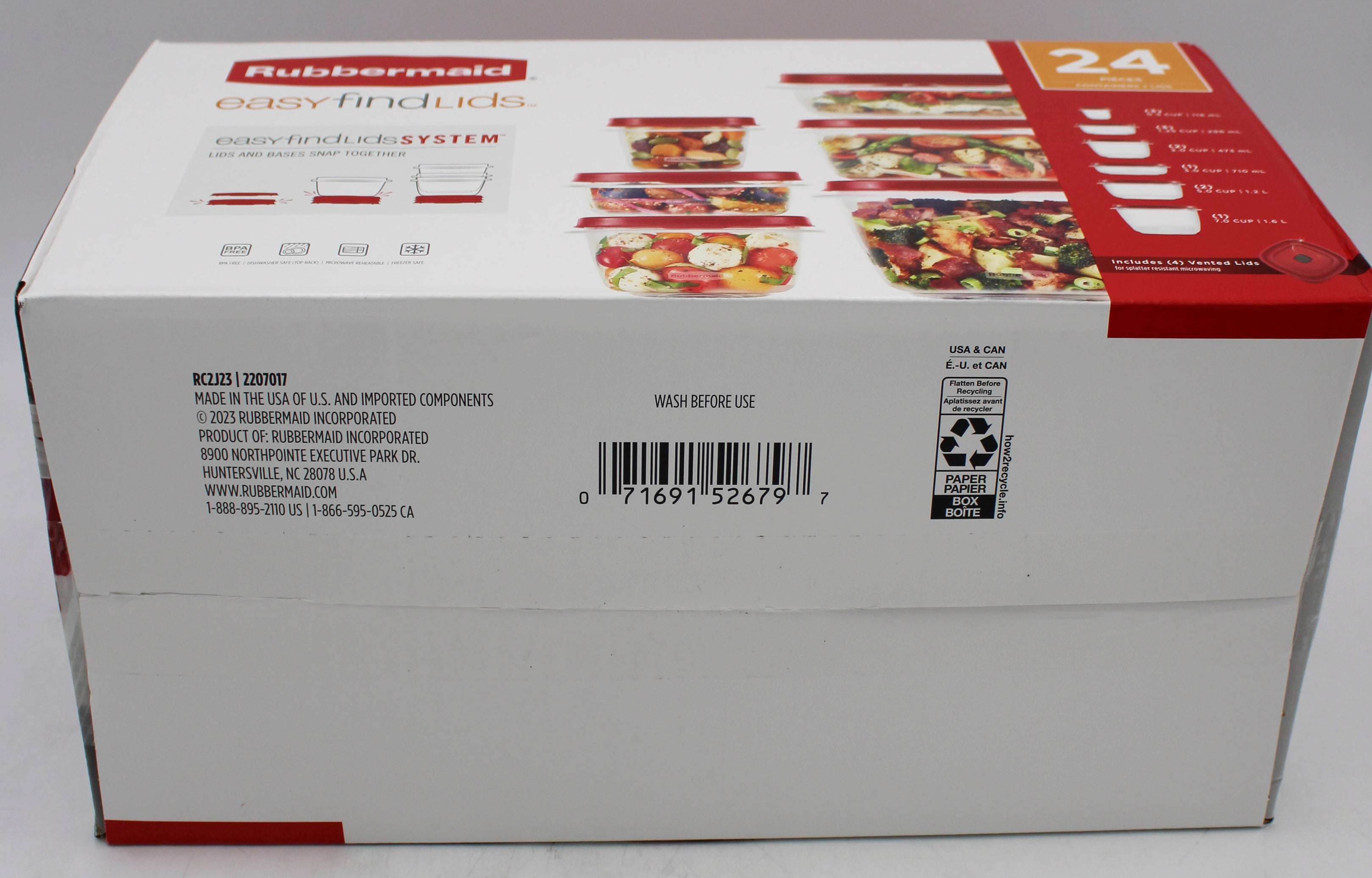 RUBBERMAID 24PC STORAGE WITH VENTS NI