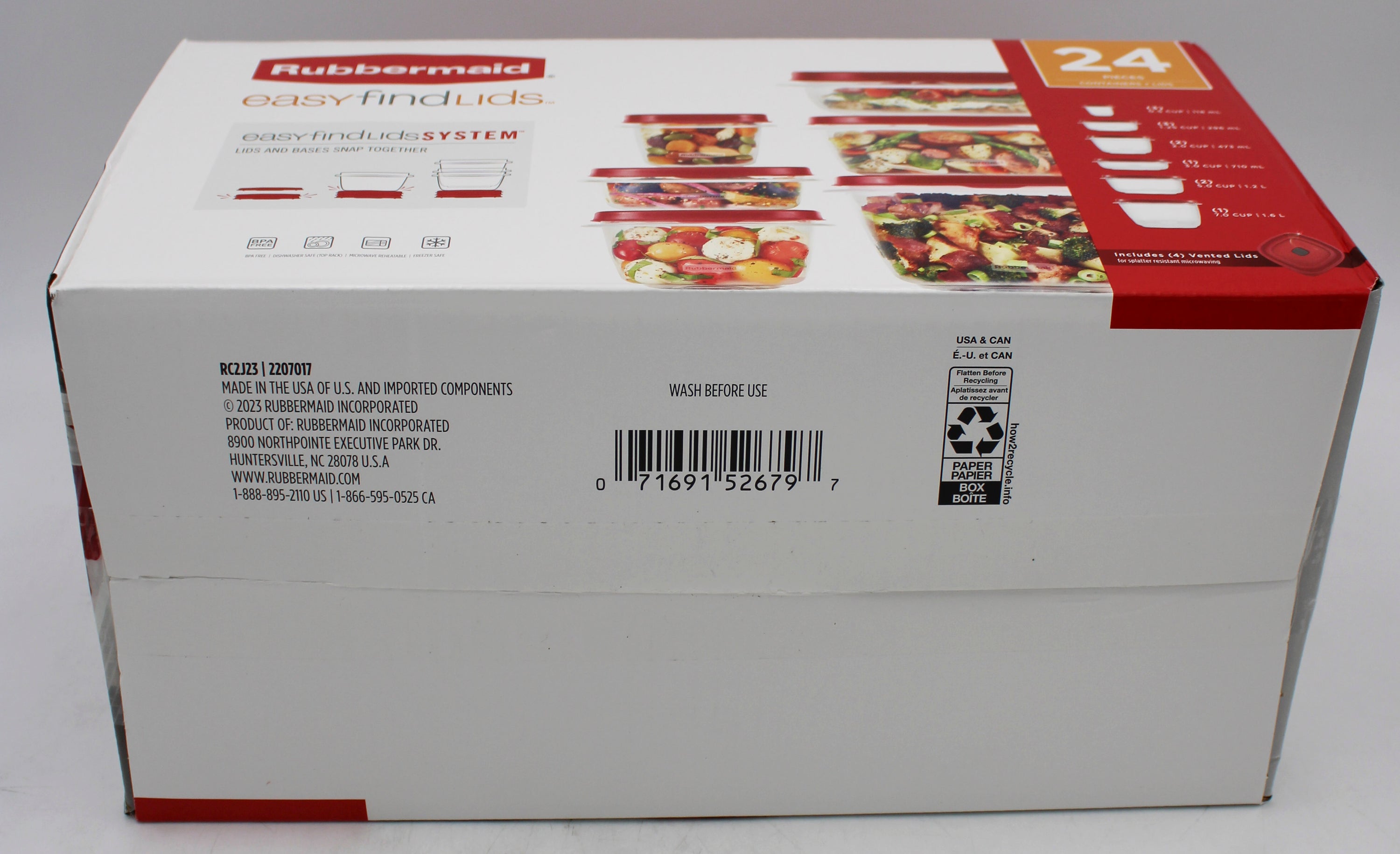 RUBBERMAID 24PC STORAGE WITH VENTS NI