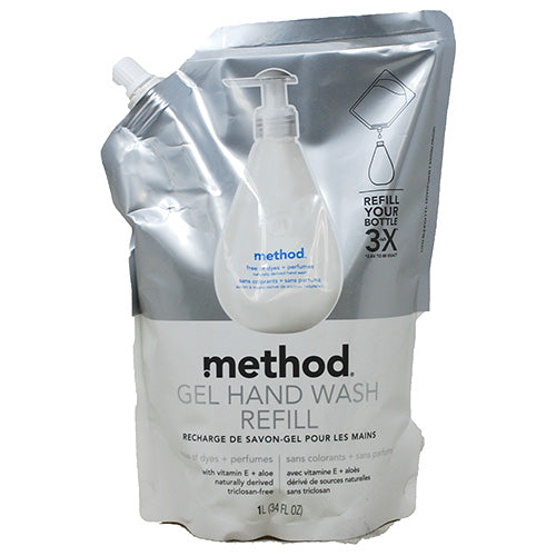 METHOD GEL HAND WASH REFILL 34oz-DYE/PERFUME FREE