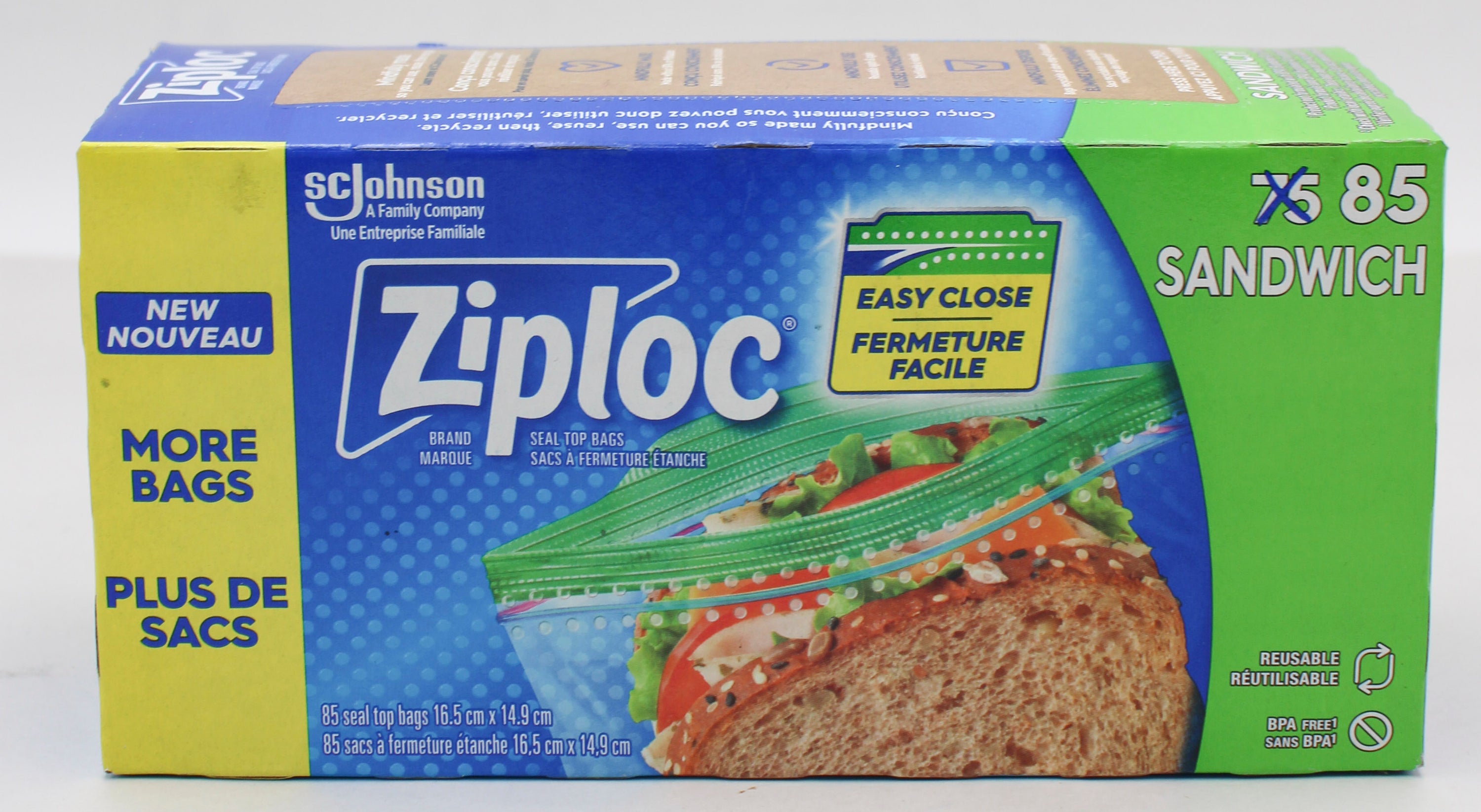 SP ZIPLOC BAGS 85CT SANDWICH