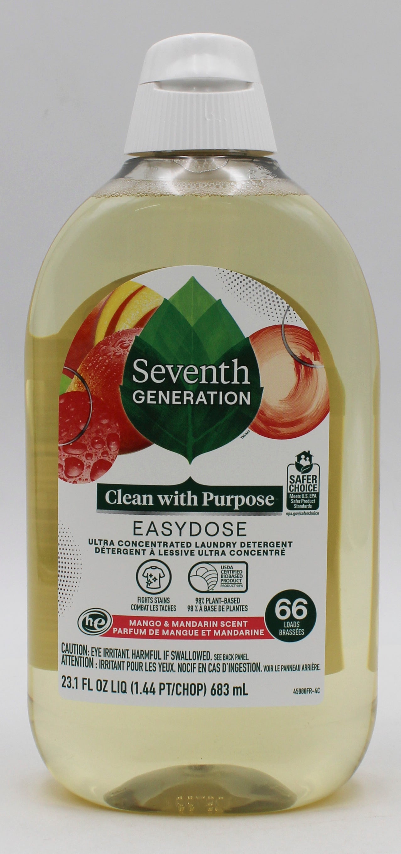 SEVENTH GENERATION ULTRA LAUNDRY DETERGENT MANGO & MANDARIN 23.1oz/683ml