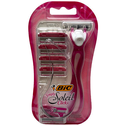 BIC SOLEIL SHAVR HANDLE W/6RFLL-PNK