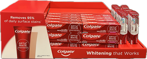 COLGATE MIXED OPTIC WHITE TOOTHPASTE/TOOTHBRUSH DISPLAY NI
