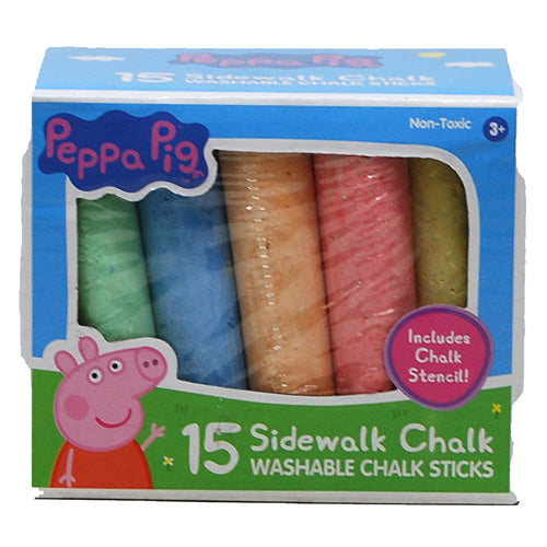PEPPA PIG SIDEWALK CHALK 15CT W/STENCIL
