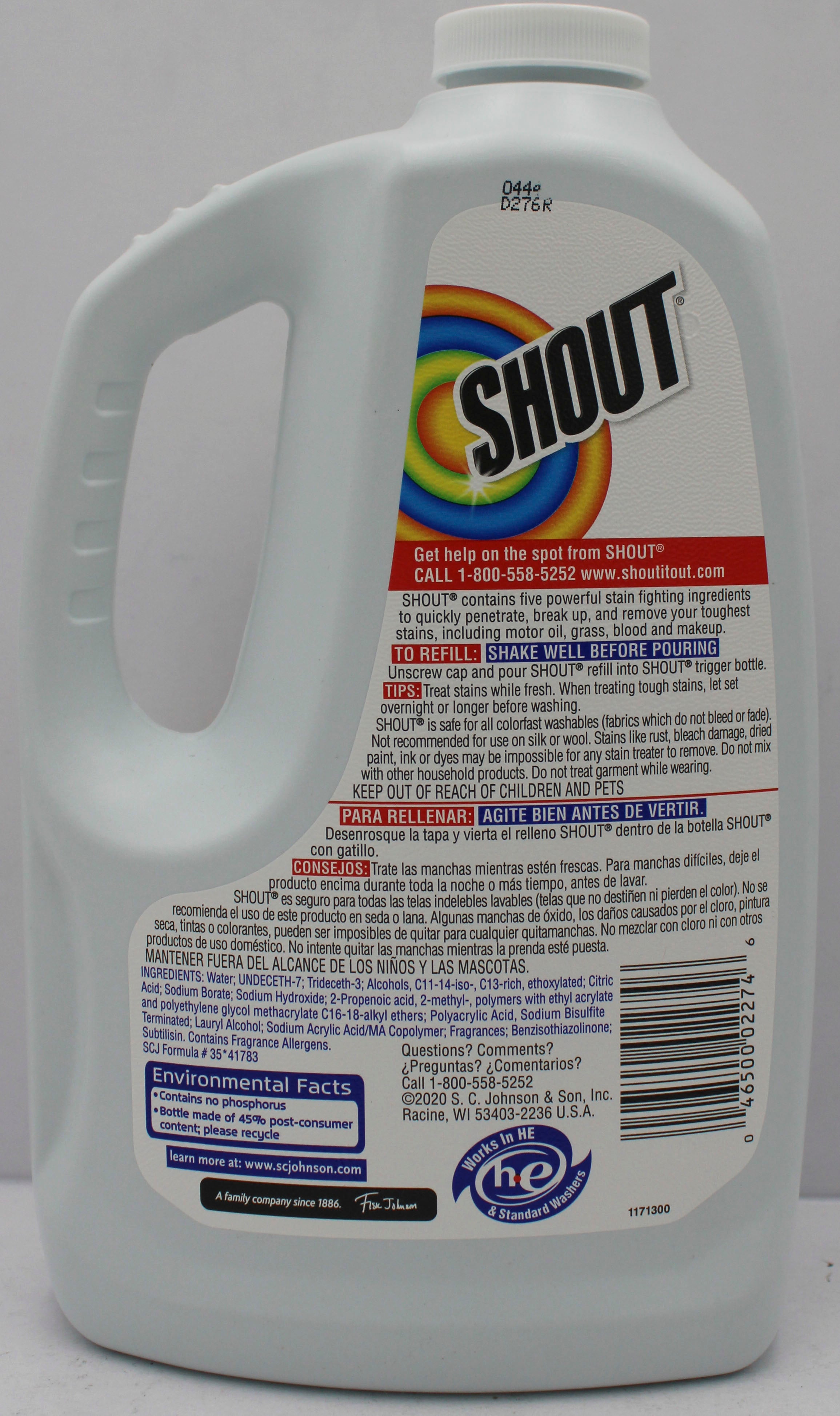 SHOUT LIQUID LAUNDRY STAIN REMOVER REFILL 60oz