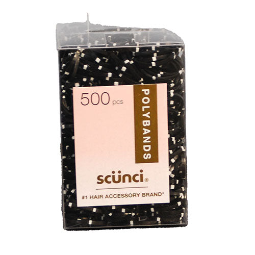 SCUNCI POLYBANDS 500PC (EXTRA SMALL HAIR TIES)-BLACK NI