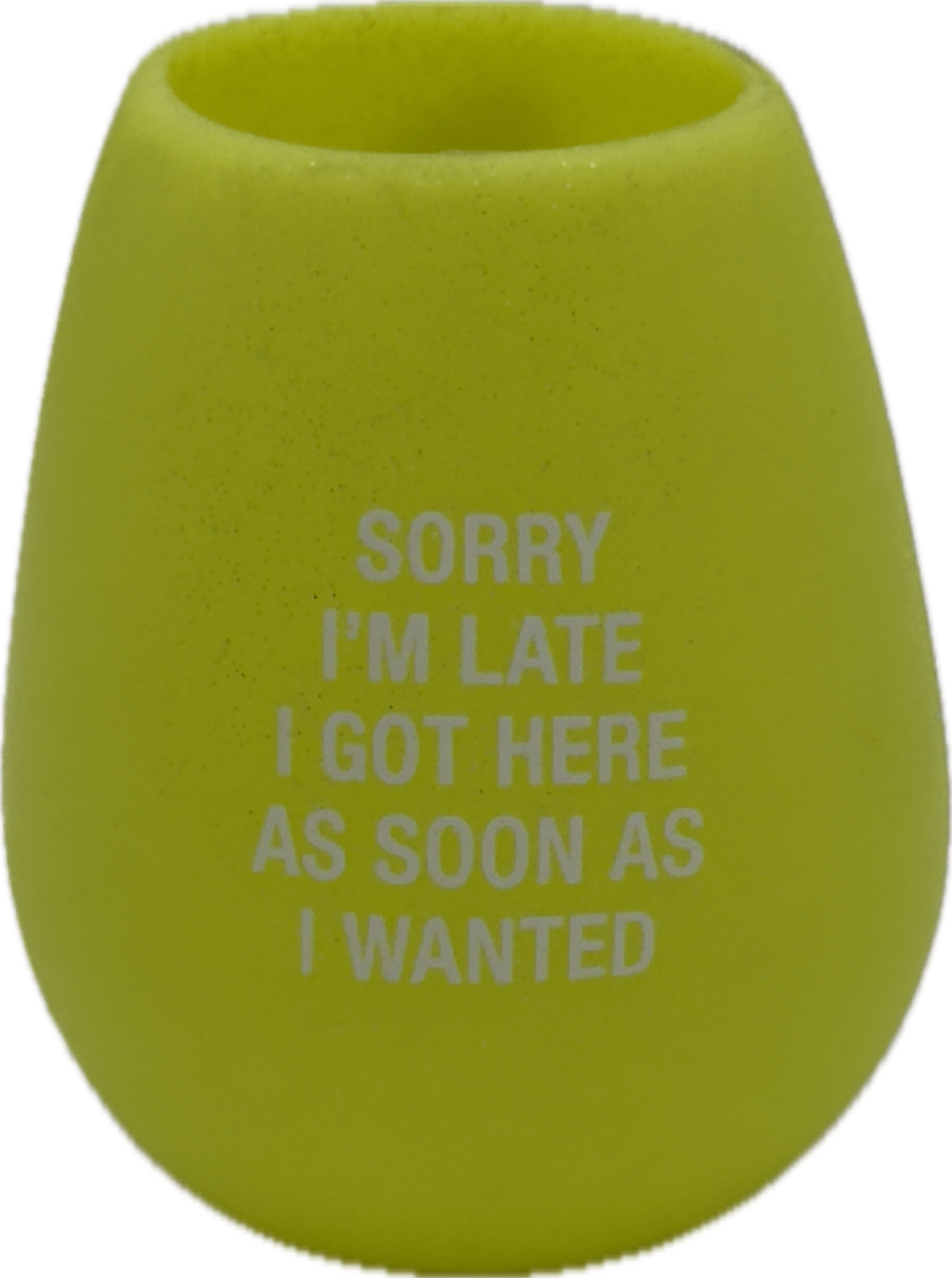 SORRY I'M LATE GLITTER SILICONE WINE CUP 12.5OZ