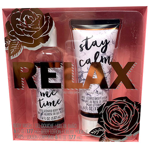 BATH/BODY 2PC GIFT SET-RELAX/ROSE