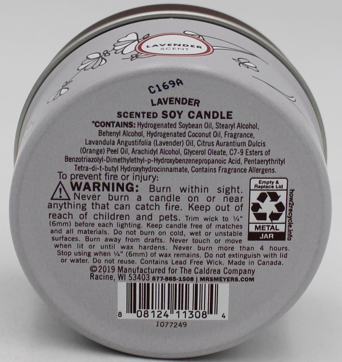 MRS MEYERS TIN CANDLE LAVENDER 2.9oz US'