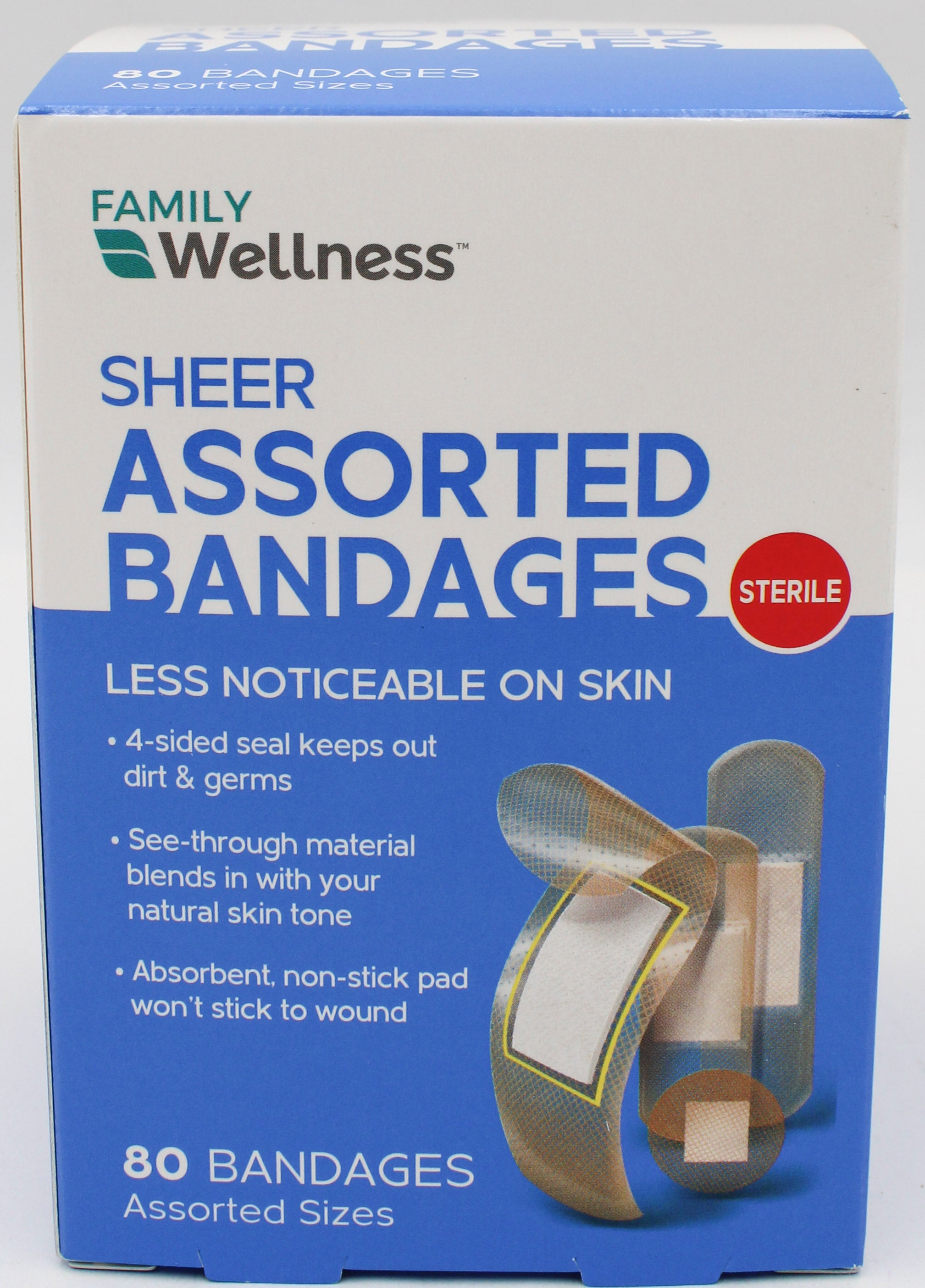 ASSORTED SHEER BANDAGES 80CT