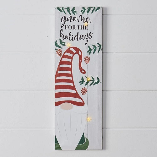 GNOME FOR THE HOLIDAYS LED CANVAS PRINT 10"L x 30"H x 1"D
