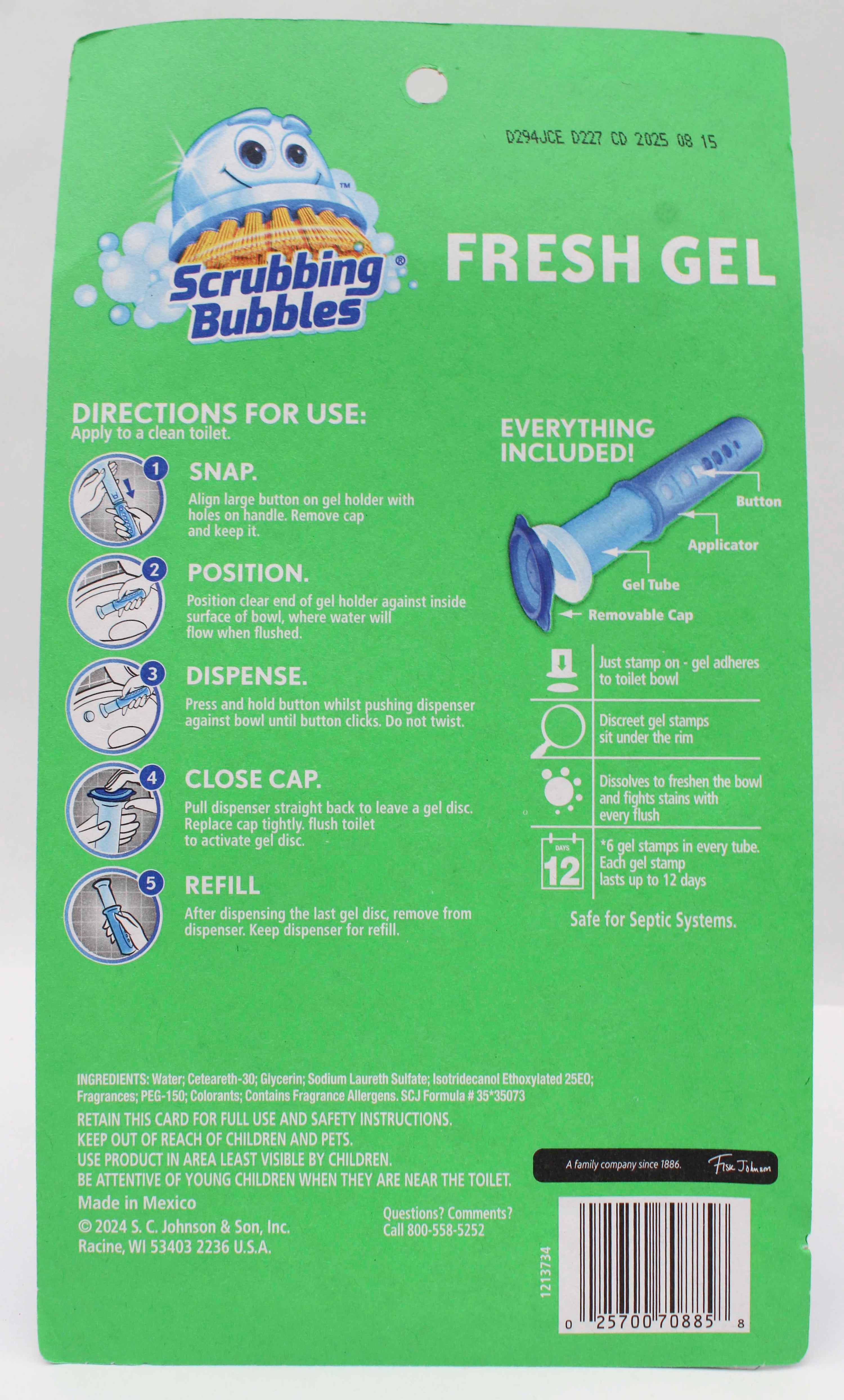SCRUBBING BUBBLES TOILET CLEANING DISPENSER W/24 STAMPS, RAIN SHOWER