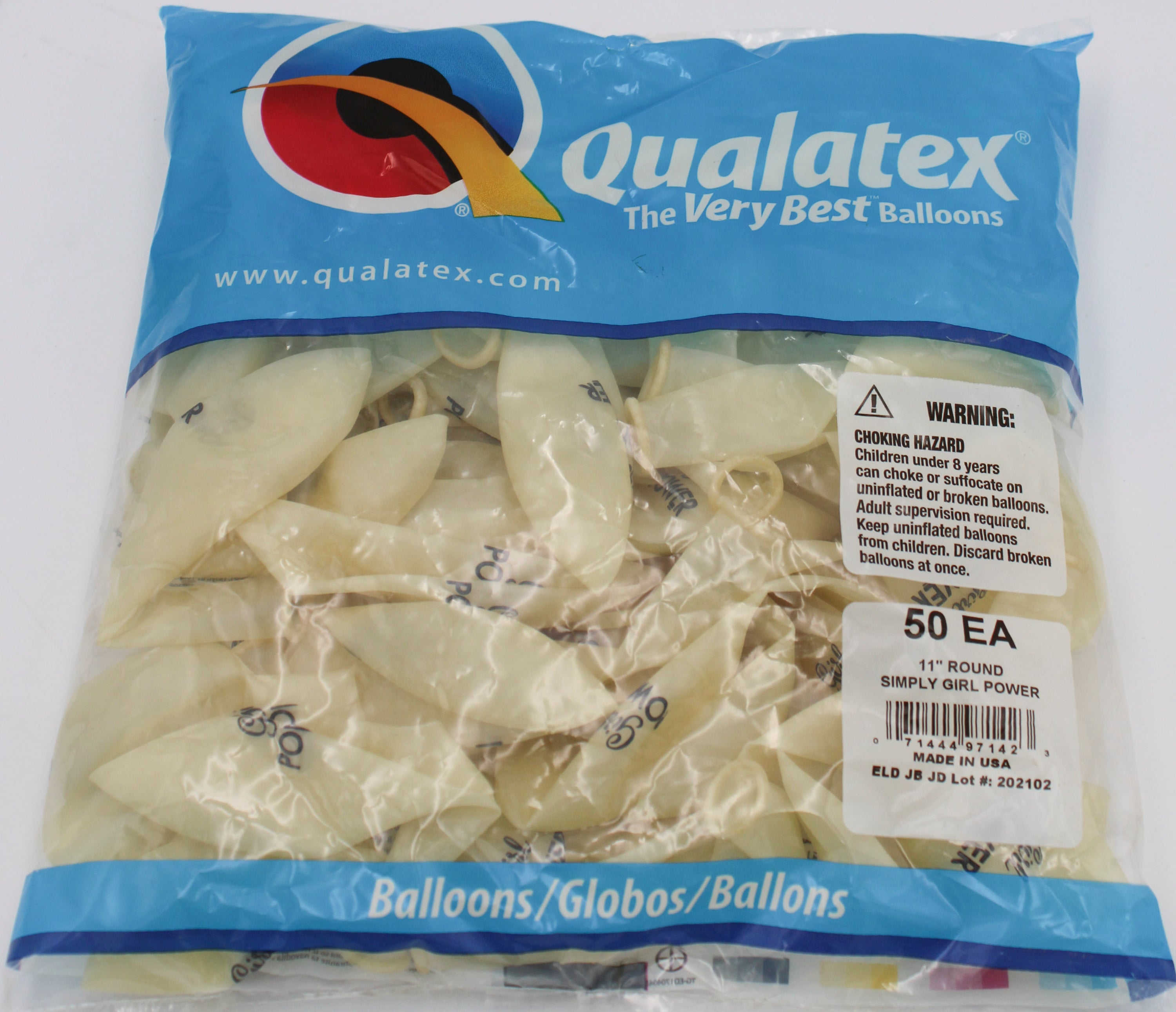 11" ROUND QX LATEX BALLOON CLEAR 50CT SIMPLY GIRL POWER